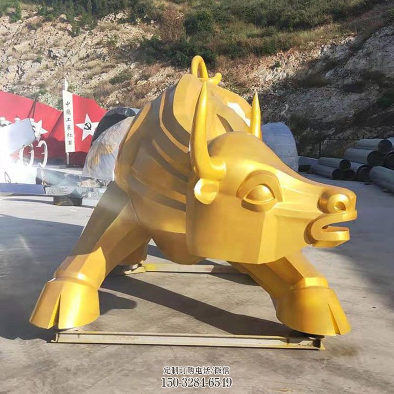 地产不锈钢牛雕塑 景观镂空动物雕塑定做 雕塑展示提供